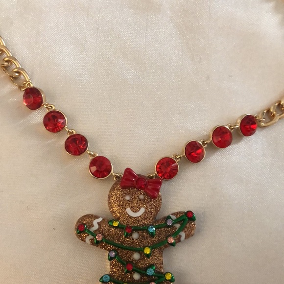 Betsey Johnson Jingle Bell Bling Gingerbread Tangled In Lights Pendant Necklace - Picture 9 of 12